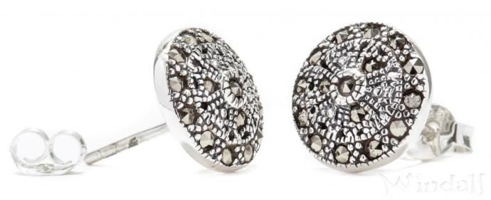WINDALF Mittelalter Ohrstecker ASLAUG  Ø 11 mm Markasitsteinchen Ohrschmuck Silber WINDALF Mittelalter Ohrstecker ASLAUG  Ø 11 mm Markasitsteinchen Ohrschmuck Silber - Windalf.de