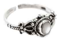 WINDALF Medieval Zehenring PERLA 8 mm Weißer Stein Midi-Ring Vintage Silber WINDALF Medieval Zehenring PERLA 8 mm Weißer Stein Midi-Ring Vintage Silber - Windalf.de