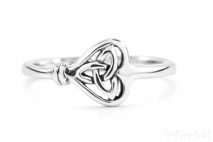 WINDALF Zarter Keltischer Damen Ring TRYLA 7 mm Trinit&auml;t im Herzen Silber - Windalf.de
