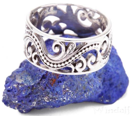 WINDALF Celtic Elfen Ring ALMINA 9 mm Lebensspiralen mit Ornamentik Glücksring Silber - Windalf.de