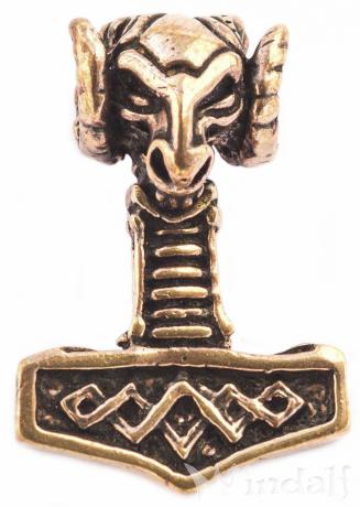 WINDALF Schmuck Anhänger VAERET 3.2 cm Wikinger Thorhammer Widder Bronze - Windalf.de