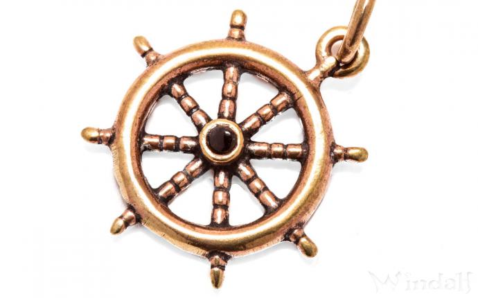 WINDALF Seefahrer Anhänger MARE Ø 2 cm Schiffs-Steuerrad Vintage Bronze - Windalf.de