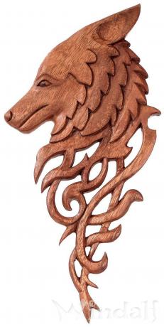 WINDALF Wolfs-Kopf Wandornament YURI 40 cm Links schauend Wandrelief