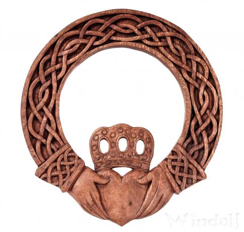 WINDALF Irisches Holzbild CLADDAGH 31 cm Freundschaft Solvar Wandrelief Handarbeit Holz - Windalf.de
