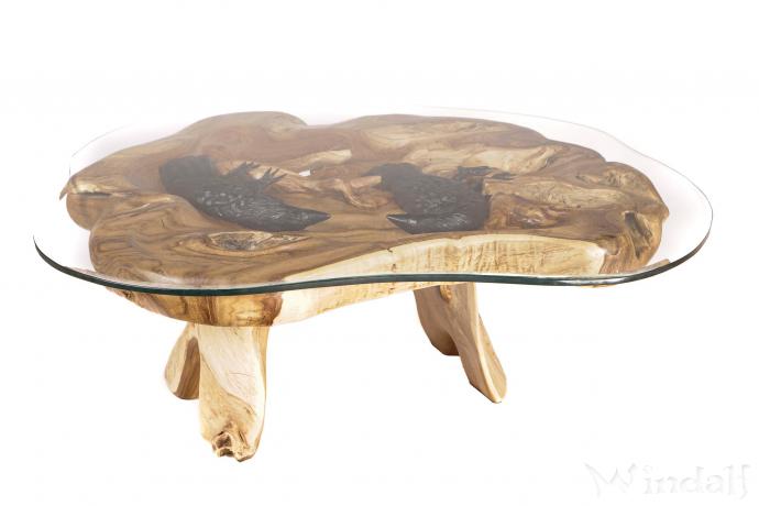 Raben Couchtisch ~ HUGIN & MUNIN ~ Länge: 122 cm - Wohnzimmertisch