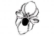 WINDALF Spinnen Ring SPY 26 mm Schwarzer Onyx Vintage Silber - Windalf.de