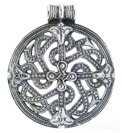 WINDALF Großer Wikinger Schmuck Anhänger VINGARD 4.9 cm Schutzsymbol Vikings Amulett Silber - Windalf.de
