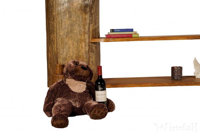 Großer Teakschrank ~ MOGON ~ 180 cm - Hohes Holzregal mit 5 Ablagen und