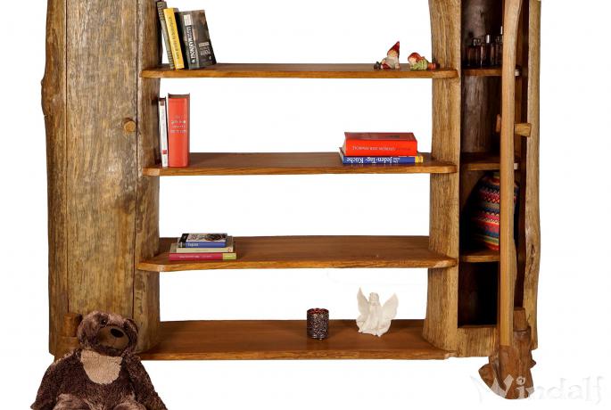 Großer Teakschrank ~ MOGON ~ 180 cm - Hohes Holzregal mit 5 Ablagen und