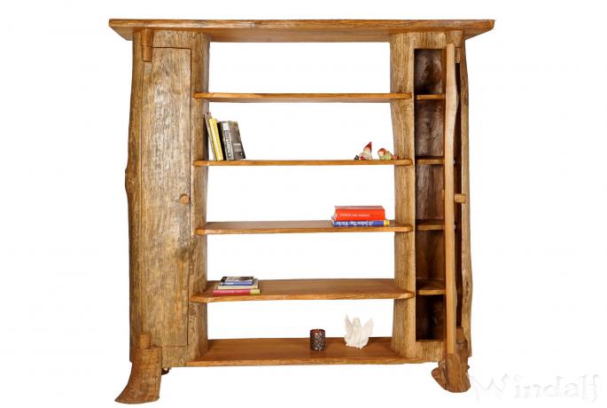 Großer Teakschrank ~ MOGON ~ 180 cm - Hohes Holzregal mit 5 Ablagen und