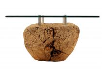 WINDALF Couchtisch mit Glasplatte LORY 69 cm Wohnzimmer-Tisch Unikat Handarbeit aus Teakholz - Windalf.de