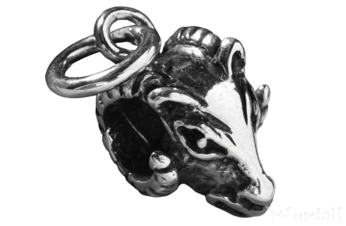 WINDALF Wikinger Schmuck Anhänger RUTUR 2 cm Kleiner Widderkopf Silber - Windalf.de