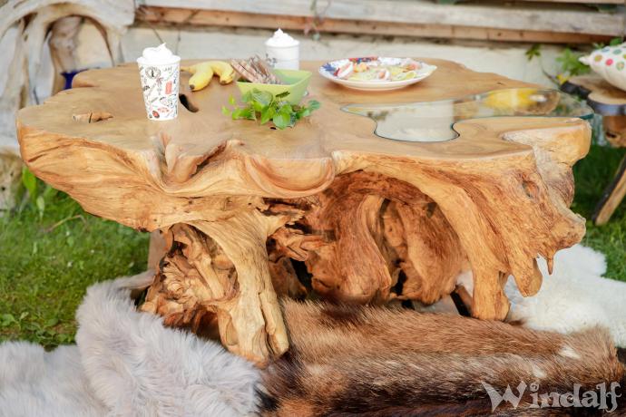 XL Design Couchtisch ~ BERILLA ~ B: 125 cm H: 50 cm - Wurzelholz