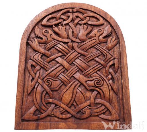 WINDALF Wolfs Wanddeko GERI & FREKI 30 cm Vikings Holzbild mit Knotenmuster Handarbeit Holz WINDALF Wolfs Wanddeko GERI & FREKI 30 cm Vikings Holzbild mit Knotenmuster Handarbeit Holz - Windalf.de