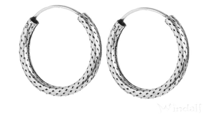 WINDALF Creolen RAGNAR Ø 19 mm Wikinger Symbole Handarbeit Silber - Windalf.de