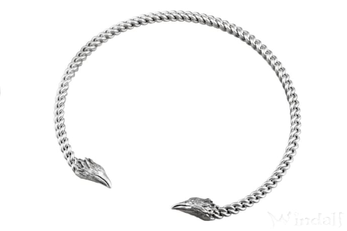 WINDALF Vikings Frauen Torques RAVONA Ø 13 cm Odins Raben Halsreif Handarbeit Silber WINDALF Vikings Frauen Torques RAVONA Ø 13 cm Odins Raben Halsreif Handarbeit Silber - Windalf.de