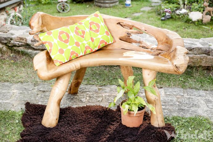 WINDALF Rustikale Sitzbank ELENOIR 110 cm Natur Küchenbank Handarbeit