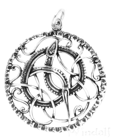 WINDALF Wikinger Schmuck-Anhänger RAGNARÖK Ø 5 cm Lokis Drache Kraft Amulett Silber - Windalf.de
