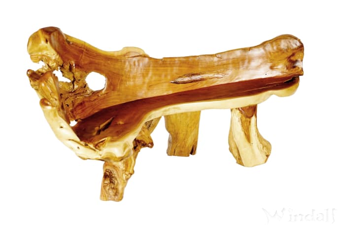 WINDALF Große Sitzbank BREGGOR 180 cm Rustikale Garten-Teak-Sitzbank Unikat Handarbeit aus Wurzelholz - Windalf.de