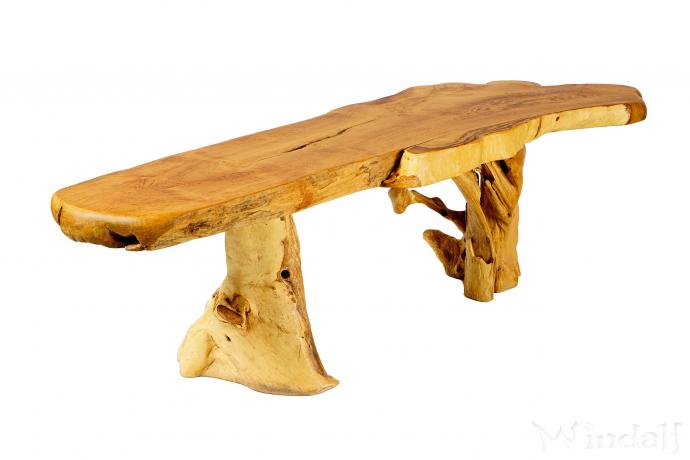 WINDALF Rustikale Holzbank EÖNWÄ 185 cm Großer Garten-Wurzelholz-Tisch