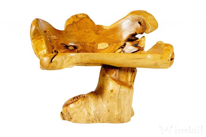 WINDALF Breiter Sitzstuhl ANARIA 88 cm Rustikaler Armsessel Unikat Handarbeit aus Wurzelholz - Windalf.de