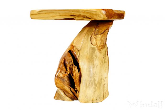 WINDALF Hoher Kaffeeteaktisch NORA 68 cm Rustikaler Garten-Balkon-Holztisch Handarbeit aus Wurzelholz - Windalf.de