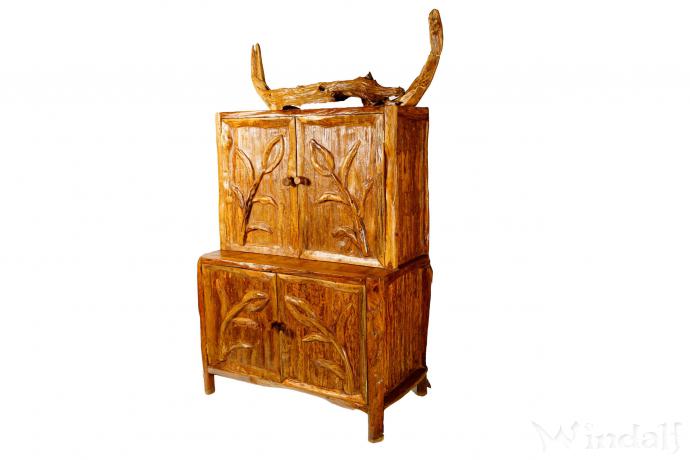 WINDALF Großer Küchen Holzschrank BALIN 182 cm Rustikaler