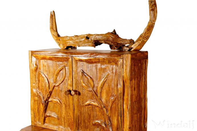 WINDALF Großer Küchen Holzschrank BALIN 182 cm Rustikaler