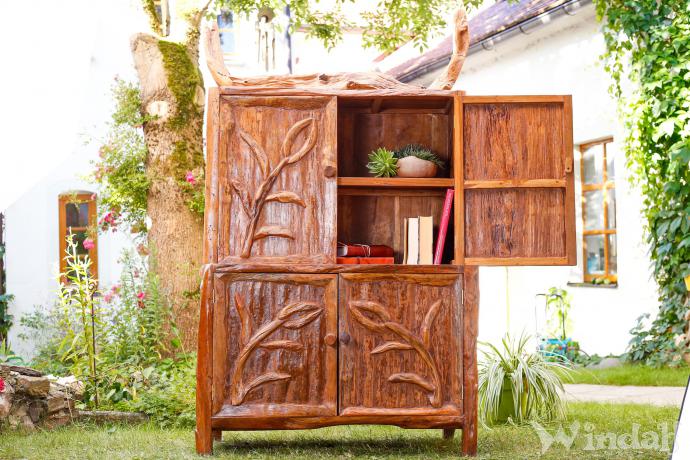 WINDALF Großer Küchen Holzschrank BALIN 182 cm Rustikaler