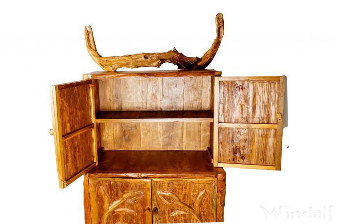WINDALF Großer Küchen Holzschrank BALIN 182 cm Rustikaler