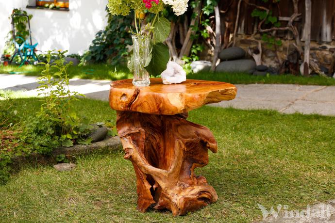 WINDALF Rustikaler Schmaler Abstelltisch BRANDIR 52 cm Massiver