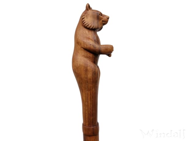 WINDALF Kraft Wanderstab MARTUNUS 175 cm Krafttier Bär Mittelalter Wander-Holzstock Handarbeit Holz - Windalf.de