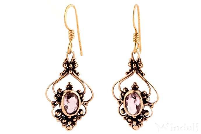 WINDALF Mittelalter Damen Ohrringe SALIA 3.5 cm Bohemia Ohrschmuck Amethyst Bronze - Windalf.de