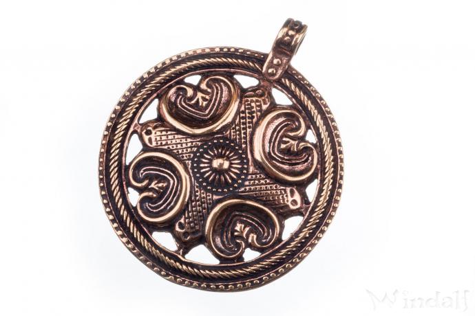 WINDALF Schmuck Anhänger SAXMUT Ø 4.2 cm 4 Elemente Vikings Bronze - Windalf.de
