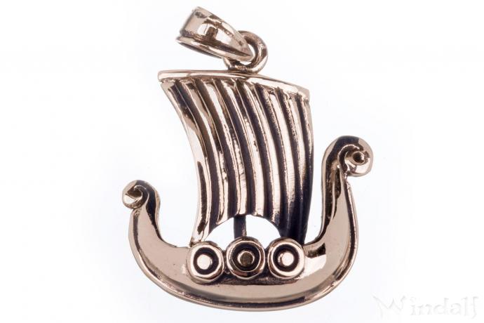 WINDALF Schmuck Anhänger SKIDUR 2.3 cm  Wikingerschiff Bronze - Windalf.de