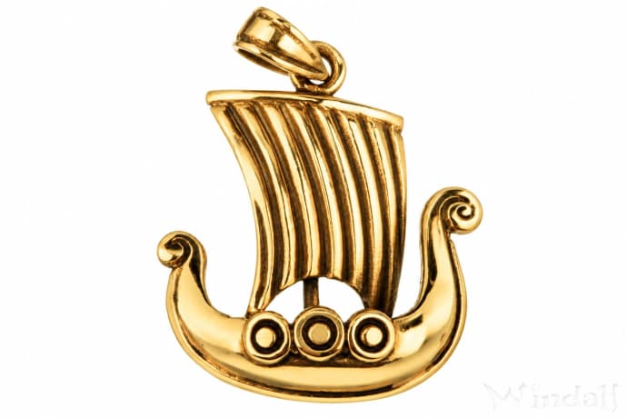 WINDALF Schmuck Anh&auml;nger SKIDUR 2.3 cm  Wikingerschiff Bronze - Windalf.de