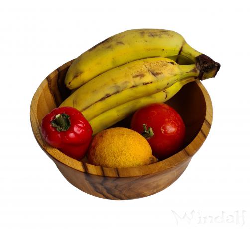 WINDALF Natur Holzschale ASJA Ø 14 cm Müslibowl Dipschale Salatschale Handarbeit Teakholz - Windalf.de