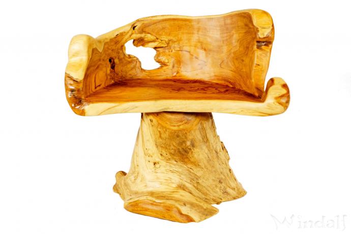 WINDALF Massiver Küchen Holzstuhl GLADY 77 cm Natur Terrassen Holz-Sessel Handarbeit aus Wurzelholz - Windalf.de