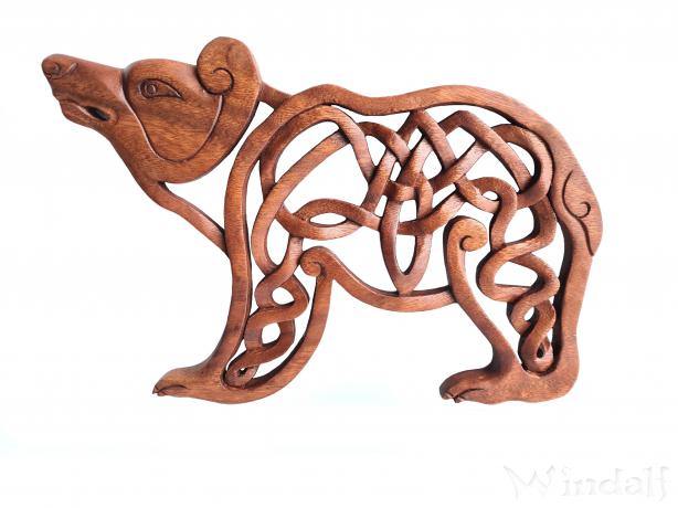 WINDALF Krafttier Keltischer Bär ARTEMAS 35 cm Bären Wandornament Handarbeit aus Holz WINDALF Krafttier Keltischer Bär ARTEMAS 35 cm Bären Wandornament Handarbeit aus Holz - Windalf.de