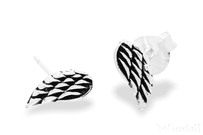 WINDALF Engel Ohrstecker ELOY 7 mm Engelsfl&uuml;gel Engel-Schmuck 925 Sterlingsilber - Windalf.de