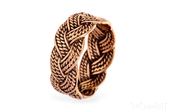 WINDALF Wikinger Ring ATHORN 8 mm Freundschaftsring mit Zopfmuster Bronze WINDALF Wikinger Ring ATHORN 8 mm Freundschaftsring mit Zopfmuster Bronze - Windalf.de