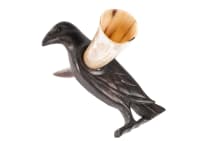 WINDALF Wikinger Trinkhornständer  MUNIN 23.5 cm Schwarze Nordische Holzdekoration Links Schauend Handarbeit Holz WINDALF Wikinger Trinkhornständer  MUNIN 23.5 cm Schwarze Nordische Holzdekoration Links Schauend Handarbeit Holz - Windalf.de