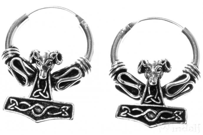 WINDALF Vikings Silbercreolen MJÖLNAR 22 mm Kleiner Widder Thorshammer Ohrringe Silber WINDALF Vikings Silbercreolen MJÖLNAR 22 mm Kleiner Widder Thorshammer Ohrringe Silber - Windalf.de