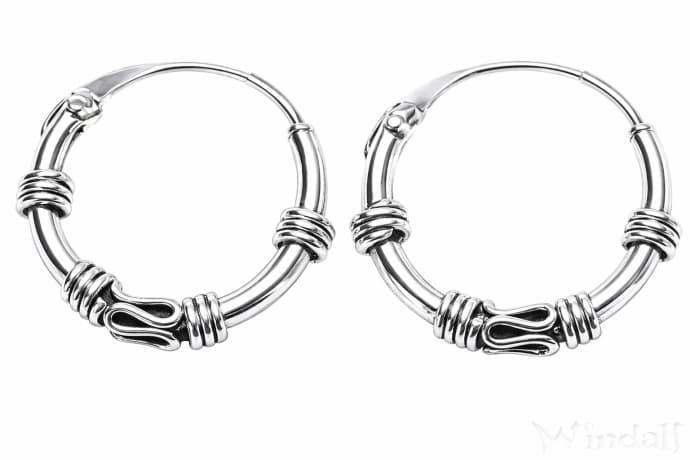 WINDALF Kleine Vikings Creolen EBONY &Oslash; 11 mm Skandinavische Ohrringe Silber - Windalf.de