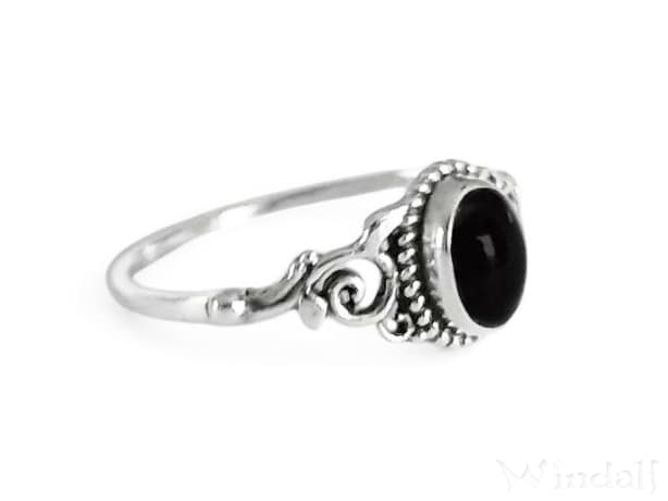 WINDALF Damen Ring ZOE 8 mm Onyx Zarte Ornamentik Silber - Windalf.de