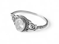 WINDALF Damen Ring ZOE 8 mm Weißer Kristall Zarte Ornamentik Silber - Windalf.de