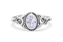 WINDALF Damen Ring ZOE 8 mm Wei&szlig;er Kristall Zarte Ornamentik Silber - Windalf.de