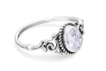 WINDALF Damen Ring ZOE 8 mm Wei&szlig;er Kristall Zarte Ornamentik Silber - Windalf.de