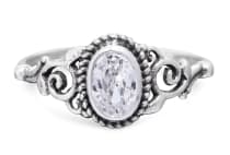 WINDALF Damen Ring ZOE 8 mm Wei&szlig;er Kristall Zarte Ornamentik Silber - Windalf.de