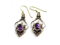 WINDALF Mittelalter Damen Ohrringe SALIA 3.5 cm Bohemia Amethyst Ohrschmuck Bronze - Windalf.de